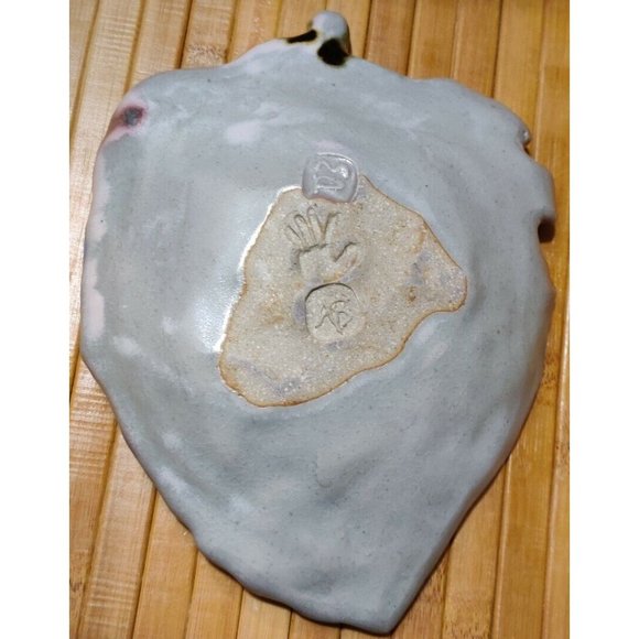 Vintage Studio Art Pottery Majolica Style Grape Leaf Trinket Dish 8.25x6" Signed - Picture 8 of 10